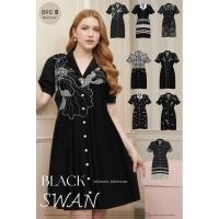ราคา DS87 เดรสสูทดำswan เดรสสูทคนอ้วน ไซซ์ใหญ่ เดรสสีดำ (53050831918)