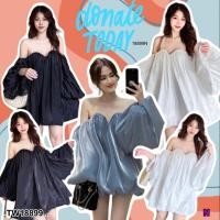 ราคา TW18899 เดรสสั้นเกาะอก แขนพองตุ๊กตา ชุดทรงพองบอลลูน (19292745886)