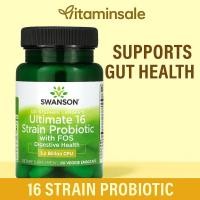 ราคา Swanson 16-Strain Probiotic with FOS 60 Veg Caps สูตรรวมโปรไบโอติกและไฟเบอร์ FOS (3208240086)