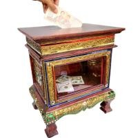 ราคา ตู้รับบริจาค กล่องบริจาค ตู้บริจาคไม้ขนาดใหญ่ ปิดทอง ตู้รับ บริจาค ตู้บริจาคไม้ กระจกด้านหน้า เดินเส้นติดกระจกสวยงาม (3082809656)