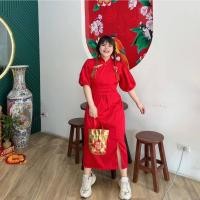 ราคา ชุดเดรสกี่เพ้า แขนตุ๊กตา เนื้อผ้าซาร่า งานเข้าทรงเข้ารูป (25110556406)