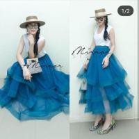ราคา Cotton Candy Layer Skirt กระโปรงระบายสีน้ำเงิน (5205677610)