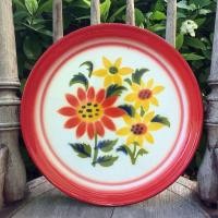 ราคา ถาด โบราณ 25 ซม. ถาดใส่อาหาร ถาดเคลือบ โบราณ วินเทจ ย้อนยุคถาด กลม ลายดอกไม้ ถาดใส่ของ ถาดวางของ ขันโตก (8517602109)