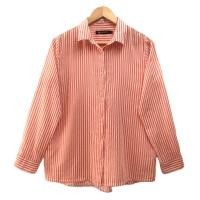 ราคา Hang Ten เสื้อเชิ้ต แขนยาว สีส้ม-ขาว ลายริ้ว ป้าย M มือสอง (44317810548)