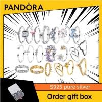 ราคา ล่าสุด PANDORA Fashion Design Gift เครื่องประดับผู้หญิง S925 Pure Silver 2025 New Love Petal แหวนคู่ไม่สม่ําเสมอ (25997871209)
