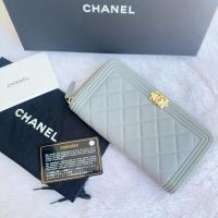 ราคา Chanel Boy Long Wallet หนังแกะ โลหะเงิน HL29 (27773939549)