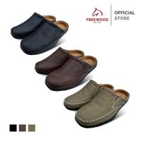 ราคา FREEWOOD OPEN HEEL CASUAL SHOES รองเท้าลำลองผู้ชาย หนังแท้ แบบเปิดส้น รุ่น 79-6281 สีดำ / น้ำตาล / เผือก (18484850684)