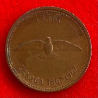 ราคา เหรียญแคนาดา Canada 1 cent ปี 1967 Anniversary of Canada เหรียญต่างประเทศ (27363663849)
