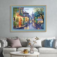 ราคา KS หลังจากฝนที่ dusk 11CT เย็บปักถักร้อยเต็มรูปแบบที่เรียบง่ายทันสมัยปักครอสติสงานศิลปะตกแต่งผนัง93x70 ซม. (42258433880)