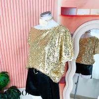 ราคา ไซด์ L แบรนด์แท้ 100%เสื้อ ทรงครอป งานเกล็ดวิบวับ สีทอง ใส่ออกงาน ชุดออกงาน ชุดปาร์ตี้ (49902705750)