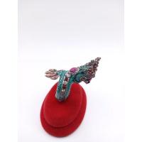 ราคา แหวนพญานาคฝังพลอยนพเก้าและทับทิมแท้ ลงยา เงินแท้ (20872036676)