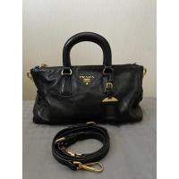 ราคา กระเป๋าถือ สะพาย prada หนังแท้ทั้งใบ clafskin สีดำ ปี 13 (18304822600)