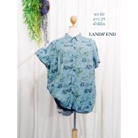 ราคา เสื้อมือสอง เสื้อสาวอวบ อก 60 ยาว 29 นิ้ว แบรนด์ Lands'end เสื้อเชิ้ต แขนสั้น ผ้าลินินเรยอน (11340292807)