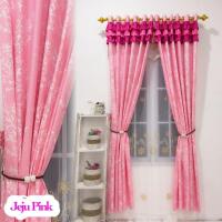 ราคา ผ้าม่านแหวนริบบิ้นซ้อน เจจู สีชมพู (55353959486)