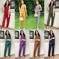 ราคา 17555✨Set 2 ชิ้น เสื้อสูทแขนกุด + กางเกงขายาวชุดทำงาน ออกงาน ชุดเที่ยว (23834746081)