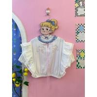 ราคา เสื้อครอปแขนตุ๊กตา ผ้าฝ้ายเนื้อดี ปักลายโพนี่ ผูกโบว์ชมพู เอวจัีมพ์ น่ารักมากๆ (26030082821)