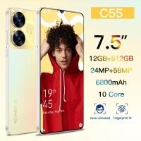ราคา C55 โทรศัพท์มือถือ แรม12GB รอม512GBรองรับ 2 ซิมการ์ด 7.5นิ้ว รองรับแอพธนาคาร 6800mAh Andrioid โทรศัพท์ถูกๆ (56900492193)