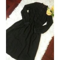 ราคา เดรสวินเทจสีดำแขนยาว (1725241239)