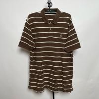 ราคา เสื้อคอปก เสื้อโปโล แขนสั้น Polo shirt สีน้ำตาล ลายทาง ลายขวาง แบรนด์ Polo by Ralph Lauren มือสอง (28386600616)
