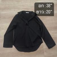 ราคา เสื้อเชิ้ต ทรงหลวม สีดำแขนยาว ผ้าดี Brand:PANICHA (23319166423)