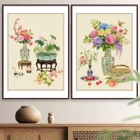 ราคา เครื่องลายครามและดอกไม้11กะรัตไม่มีเย็บปักถักร้อยเต็มรูปแบบที่เรียบง่ายทันสมัยปักครอสติงานศิลปะตกแต่งผนัง89x109ซม (48503137331)