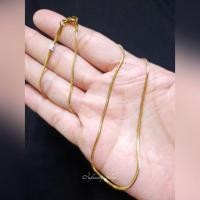 ราคา สร้อยคอทอง18K ยาว16-24นิ้ว ลายกระดูกงูแบน [ไม่ลอก ไม่ดำ ไม่แพ้] (3548291850)