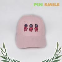 ราคา หมวกพาสเทล [สีชมพู Pink Flamingo] ปักลายการ์ตูน Squid Game หมวกแก๊ป Pastel Cap (13030252961)
