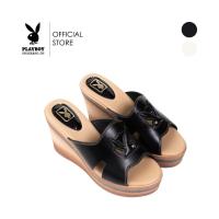 ราคา PLAYBOY รองเท้าWedge shoes(ส้นเตารีด)รหัส ST-H252C1211 ดีไซน์ รองเท้าหนังสวมบุนวมตัดเย็บลายฉลุลายโลโก้ มี 2 สี (24395262683)