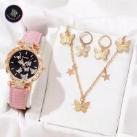 ราคา สินค้ามีพร้อมส่ง #F13 GAIETY 1ชิ้นผีเสื้อพิมพ์หน้าปัดนาฬิกาควอทซ์และ3ชิ้นต่างหูสร้อยคอชุดเครื่องประดับ (41801637866)