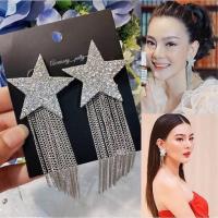 ราคา ต่างหูดาวเพชร รุ่นCz88 ฝังละเอียดยิบระย้าห้อยแพโซ่ ดาวสวยเด่นไปอีกค่ะ (7511385472)