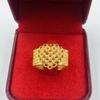 ราคา แหวนทอง2สลึง ลายหัวใจดอกพิกุล ทองโคลนนิ่งเหมือนแท้ แหวนทองชุบ 0176 (56204429009)