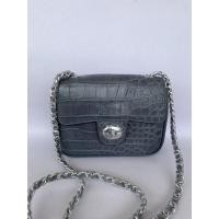 ราคา กระเป๋าสะพายข้างหนังจระเข้แท้ ทรงChanel mini สายโซ่สีน้ำเงินหนังเรียบท้องซับหนังวัว ขนาด7”x5”x2.5” (11901019482)