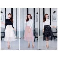 ราคา กระโปรงผ้ามุ้งกากเพชรดาว สีชมพู (3709827096)