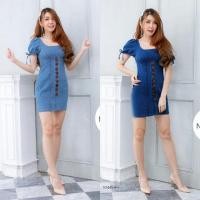 ราคา Dress เดรสยีนส์เทียมคอเหลี่ยม (2761508555)