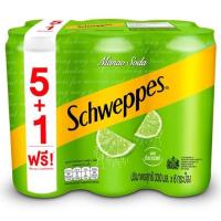 ราคา ชเวปส์มะนาวโซดา 330มล. แพค 6 Schweppes Lime Soda 330ml. Pack 6 [หมายเลขบาร์โค้ด 8851959632673] (41527269398)