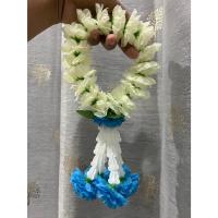 ราคา พวงมาลัยดอกมะลิวันแม่ ดอกมะลิดอกล้วนสีขาว+ชายมะลิสีฟ้าชาย5 ทรงกลม มาลัยวันแม่ มาลัยมะลิล้วนๆๆ งานผ้า (29154734582)