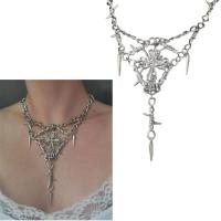 ราคา San* Punk Barbed สร้อยคอลวด Choker Cross จี้ Choker Hip Hop Rock Jewellery (43401386090)