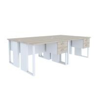 ราคา INDEX LIVING MALL โต๊ะทำงาน 4 ที่นั่ง D รุ่นเวคตร้า 240 ซม. - สีขาว/เมเปิ้ล (26638077110)