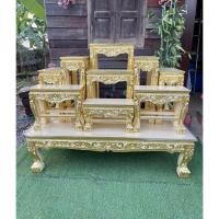 ราคา โต๊ะหมู่บูชา หมู่ 9 หน้า 8 โต๊ะหมู่บูชางานไม้สน งานร่องสีแกะสลักปิดทองลายดอก (27643820872)