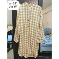 ราคา เดรสเชิ้ตคอจีน ลายสก๊อตสีเหลือง (7255233563)