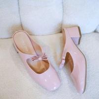 ราคา รองเท้าสวมส้นหนังPUเงานิ่มใส่สบายมือสองอย่างใหม่ (26593811499)