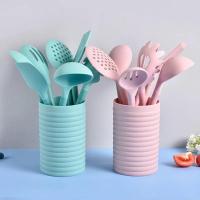 ราคา 8PCS Pink Silicone Cooking Utensils Non-stick Kitchenware with Spoon Holder Kitchen Accessories Cooking Tools Set for Ki (25686684383)