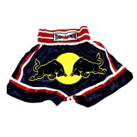 ราคา THAISMAI BS-1039 กางเกงมวยไทย ผ้าต่วน-ดำ ขอบแถบ ลายกระทิงแดง (13645884828)