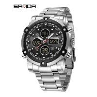 ราคา SANDA SD3394 ผู้ชายนาฬิกาอิเล็กทรอนิกส์ Luminous Alarm ปฏิทินกันน้ํากันกระแทกกีฬานาฬิกาดิจิตอลสําหรับ Man (43527858575)