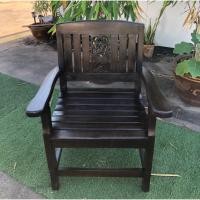 ราคา Sukthongแพร่ เก้าอี้ไม้สัก 50x54 ซม.สูงถึงพนักพิง 85 ซม. เก้าอี้ เก้าอี้ห้องรับแขก พนักพิงลายกวาง สีโอ็คเห็นลายไม้ (13058459333)