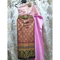 ราคา ชุดไทยเด็กสีชมพู สไบ+ผ้าถุงสำเร็จรูป (25980222438)