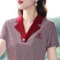 ราคา เสื้อยืดทรงโปโล แขนสั้น ผ้าฝ้าย ลายทาง พลัสไซซ์ สไตล์เกาหลี แฟชั่นฤดูร้อน สําหรับผู้หญิง ไซซ์ M-4XL (23684683757)