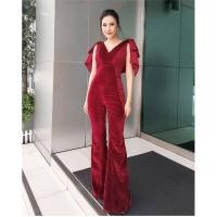 ราคา จั้มสูทขายาว จั้มสูทสีแดงแต่งโบว์ใหญ่ linda (5558447057)
