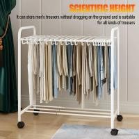 ราคา สีขาว ราวแขวนกางเกง มีล้อ เหล็ก ชั้นวางของ 81*87*39cm (26015418057)