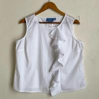 ราคา เสื้อแขนกุด ผู้หญิง สีขาว แต่งระบาย แบรนด์ Vera Wang แท้ Size M (24990147659)